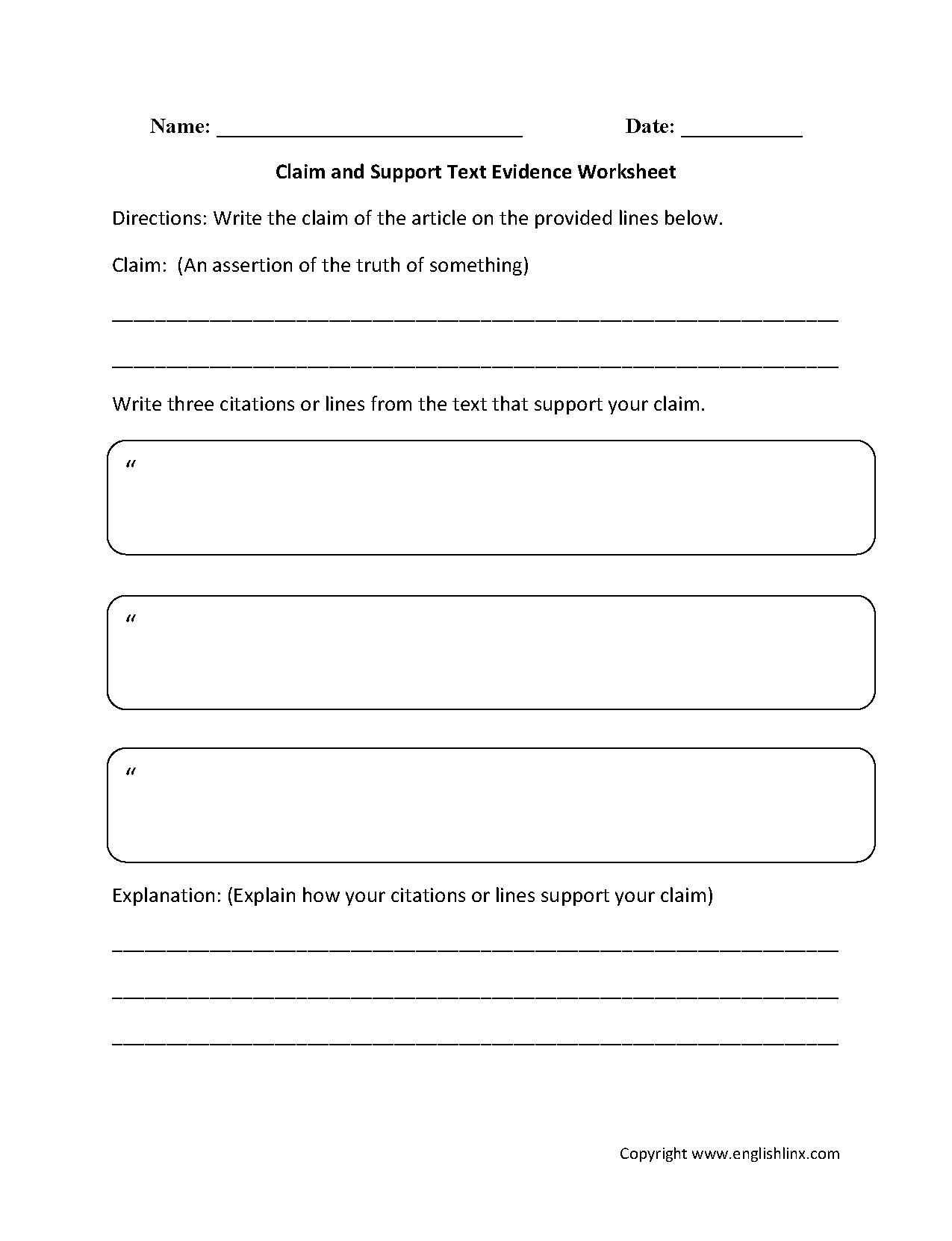 Citing Textual Evidence Worksheet Unique Textual Evidence Worksheet