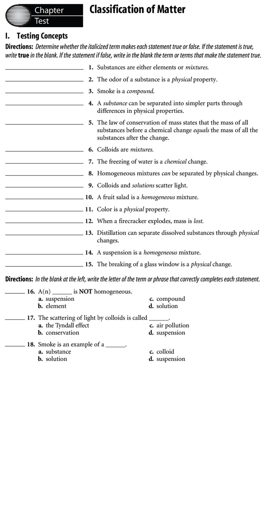 Classifying Matter Worksheet Answers Classification Of Matter Ppt Video Online