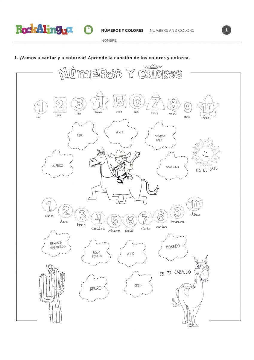 Colors In Spanish Worksheet Colors and Numbers