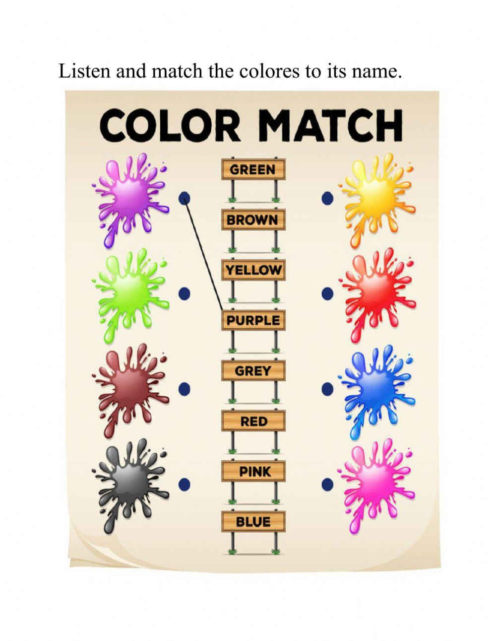 Colors In Spanish Worksheet Colours In Spanish Interactive Worksheet