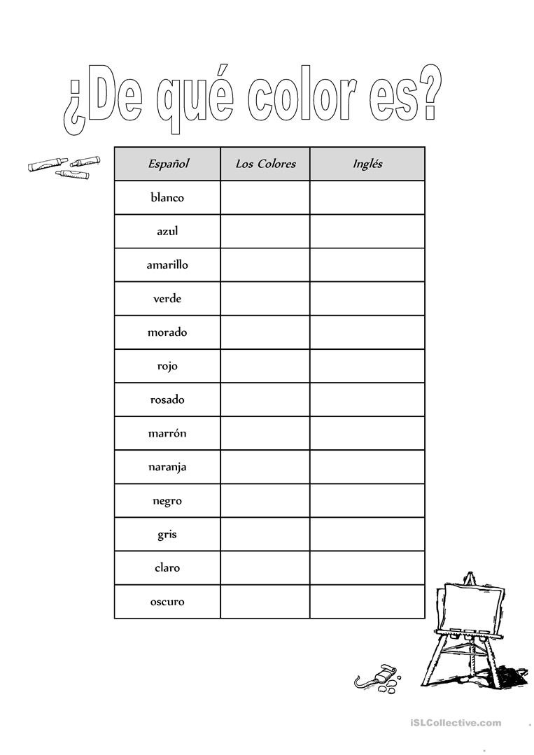 Colors In Spanish Worksheet Los Colores English Esl Worksheets for Distance Learning