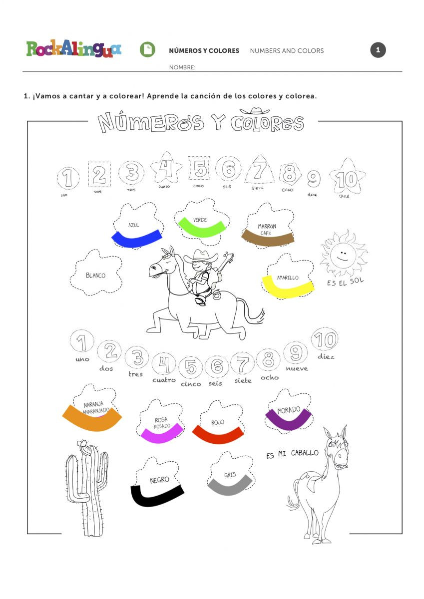 Colors In Spanish Worksheet Numbers and Colors song In Spanish for Kids