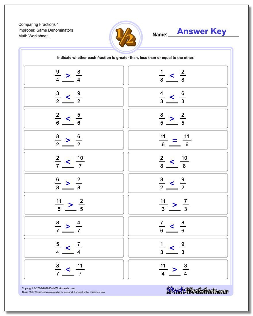 Comparing Fractions and Decimals Worksheet Paring Fractions