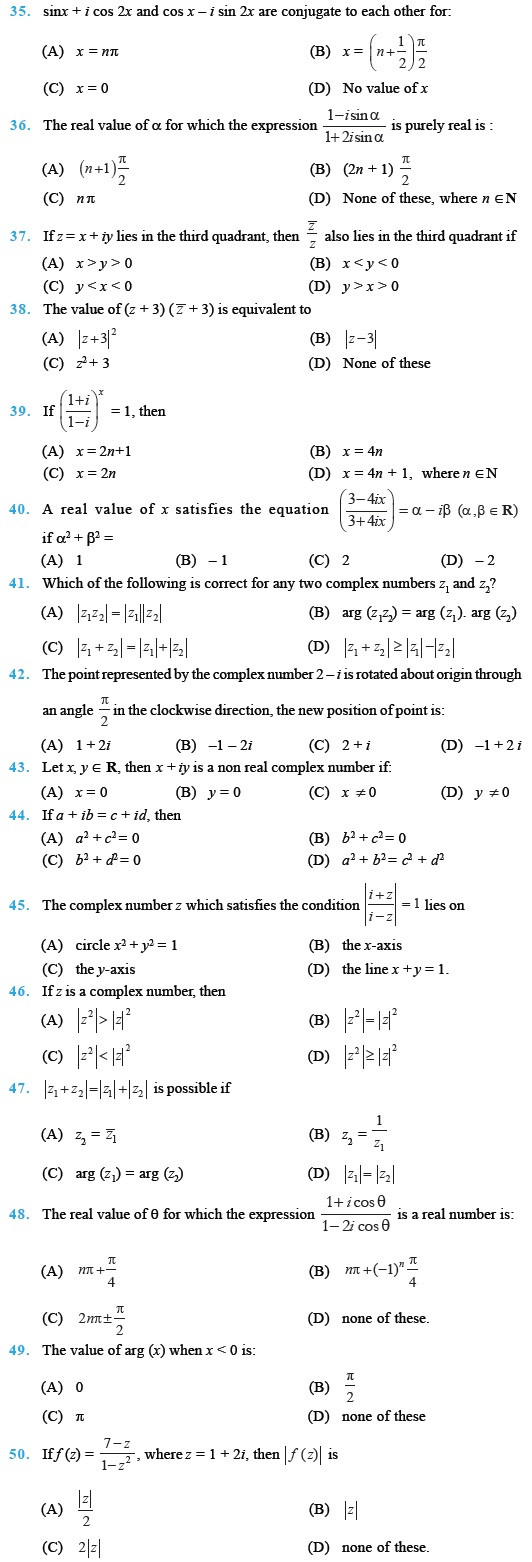 Complex Numbers Worksheet Answers Class 11 Important Questions for Maths Plex Numbers and