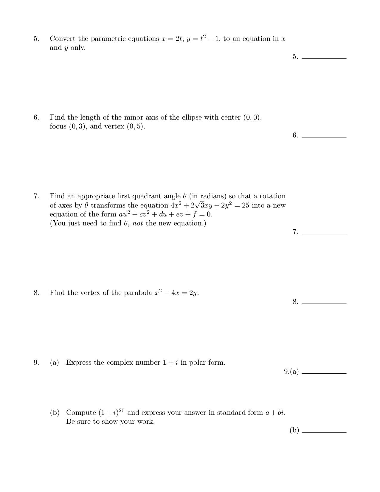 Complex Numbers Worksheet Answers Polar form Plex Numbers Worksheet