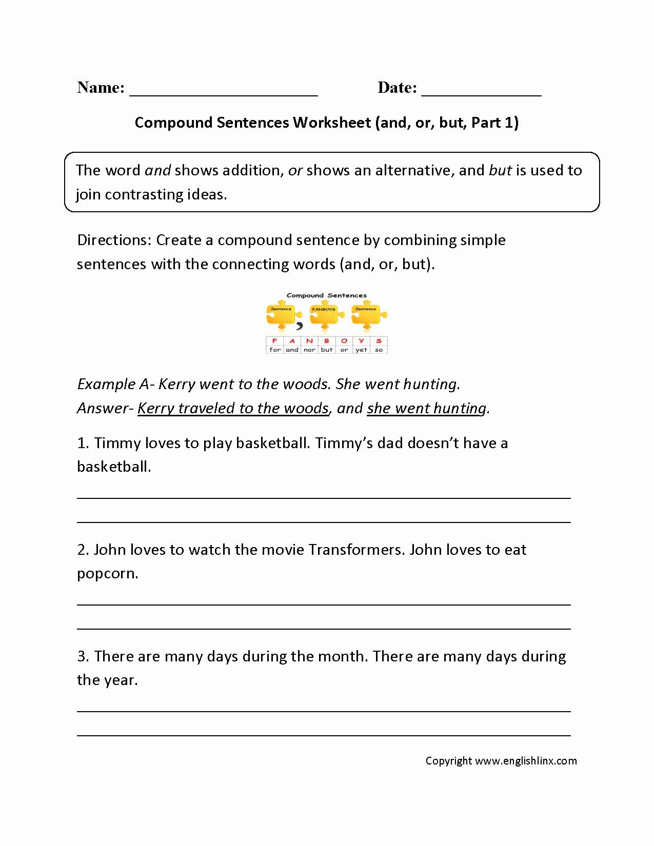 Compound Sentences Worksheet with Answers Pin On Customize Design Worksheet Line