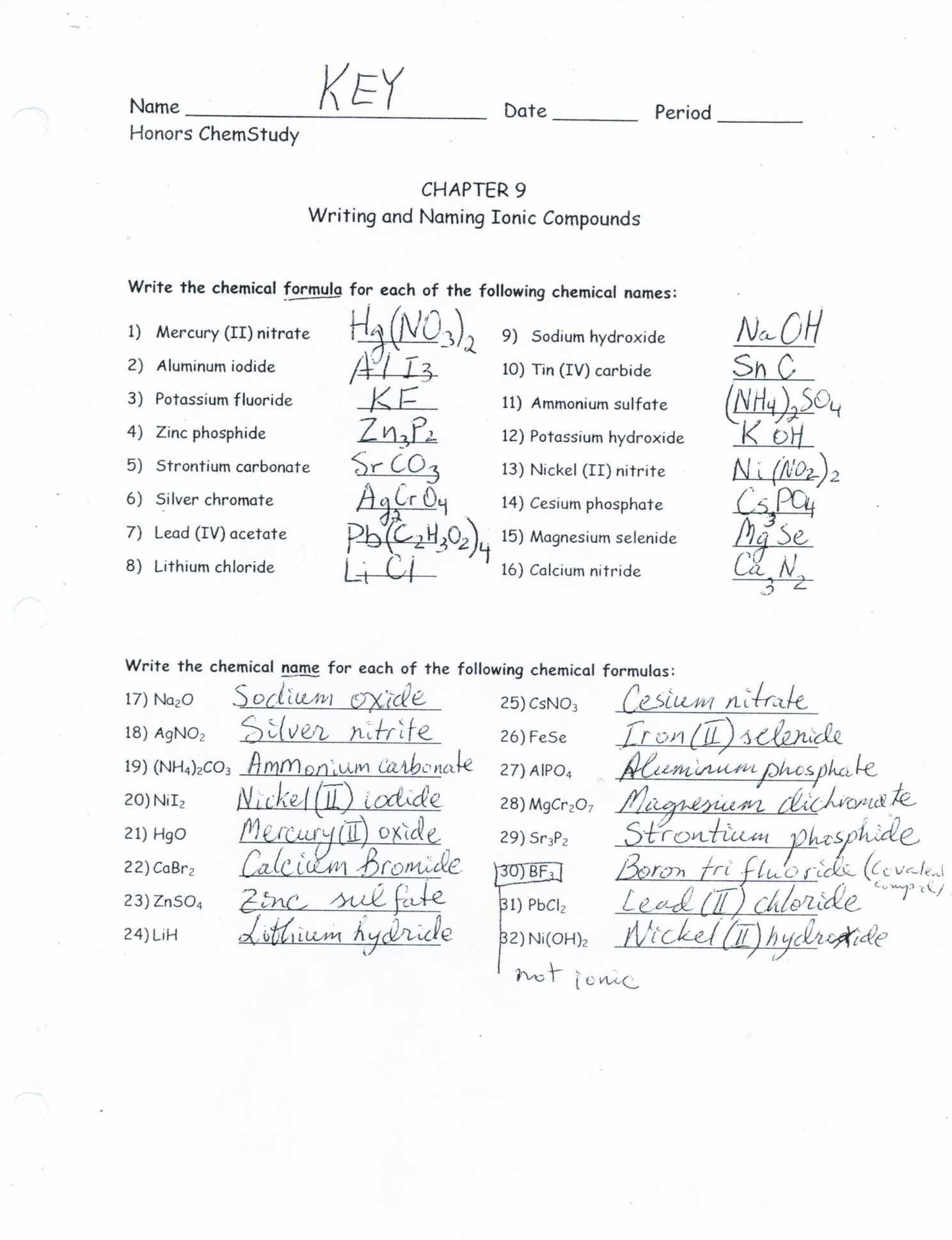 Compounds Names and formulas Worksheet Worksheet Writing Ternary formulas