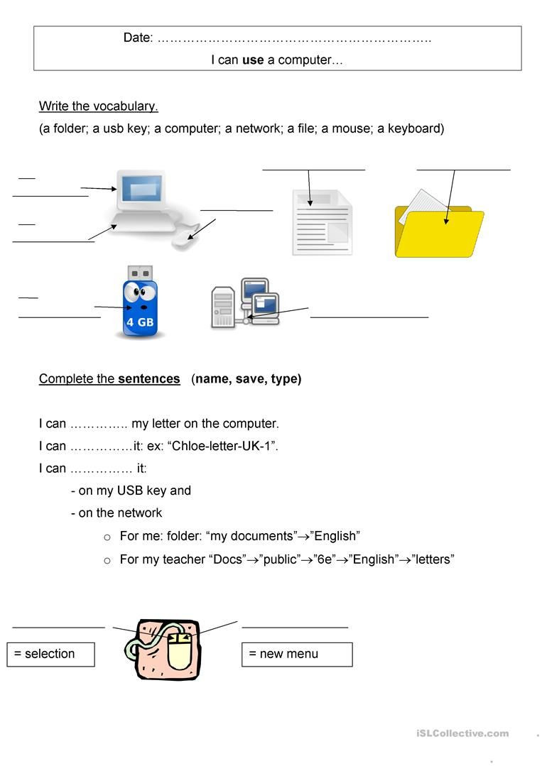Computer Basics Worksheet Answer Key Puter Vocabulary