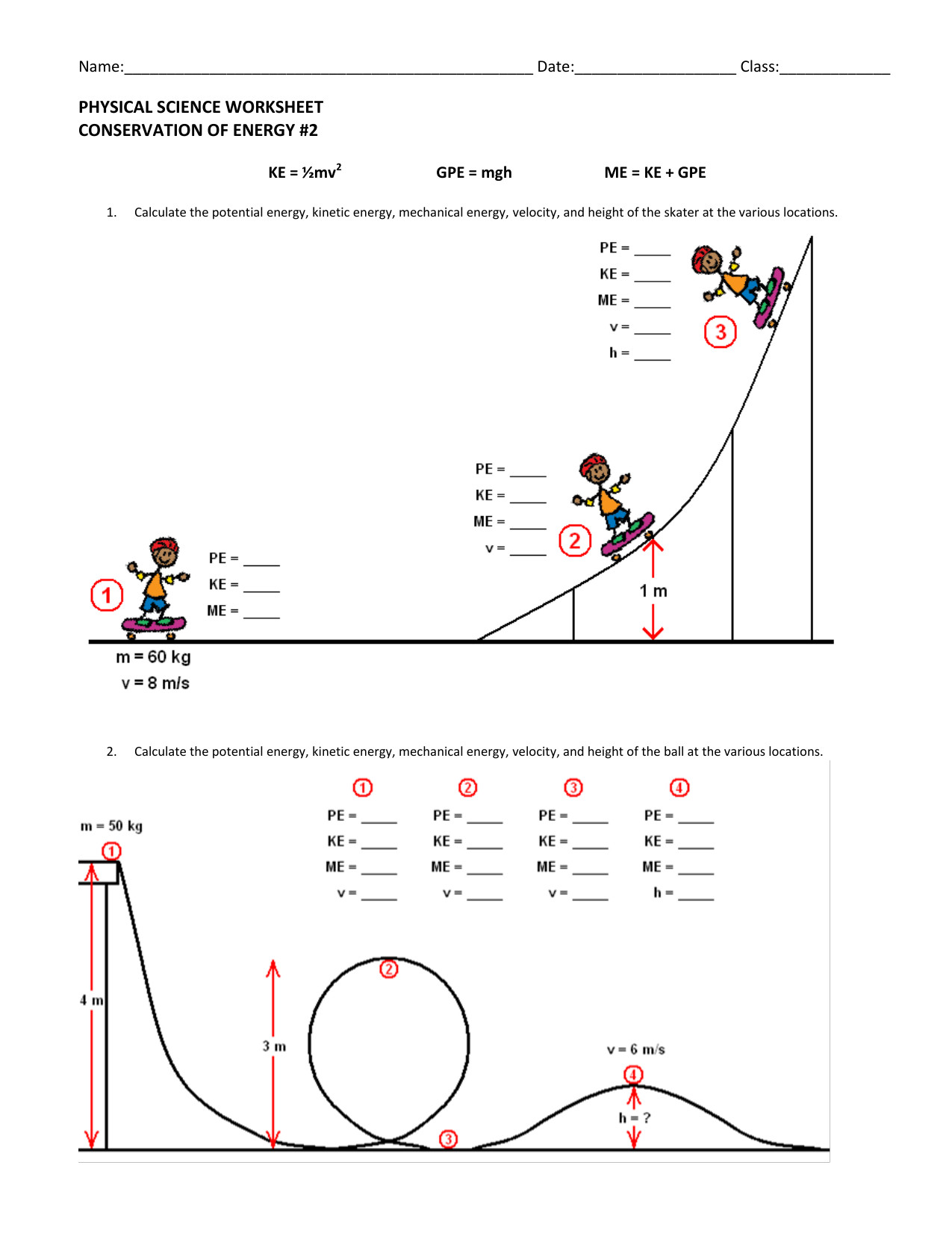Conservation Of Energy Worksheet Answers Law Conservation Energy Worksheet
