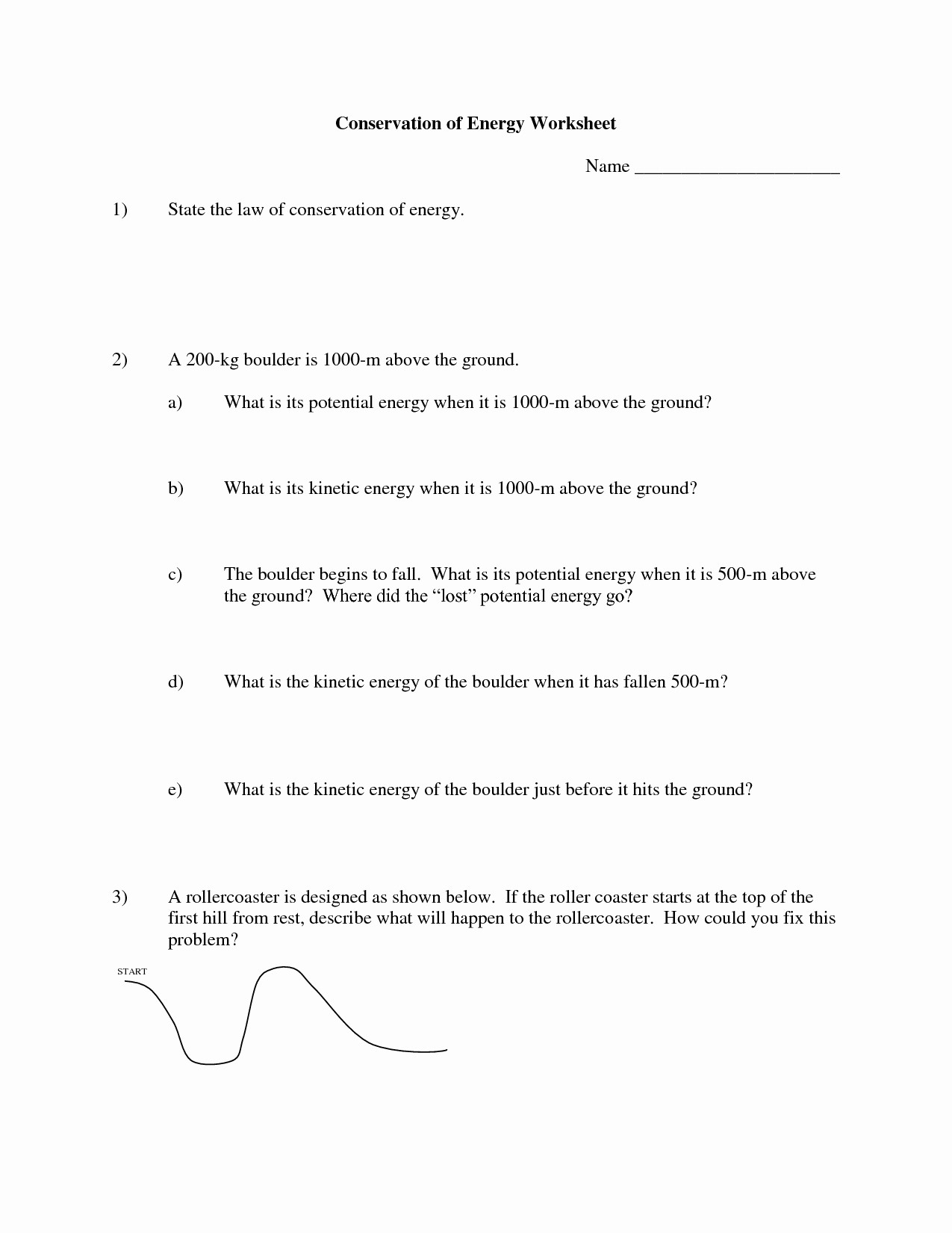 Conservation Of Energy Worksheet Answers Writting Transformation Worksheets