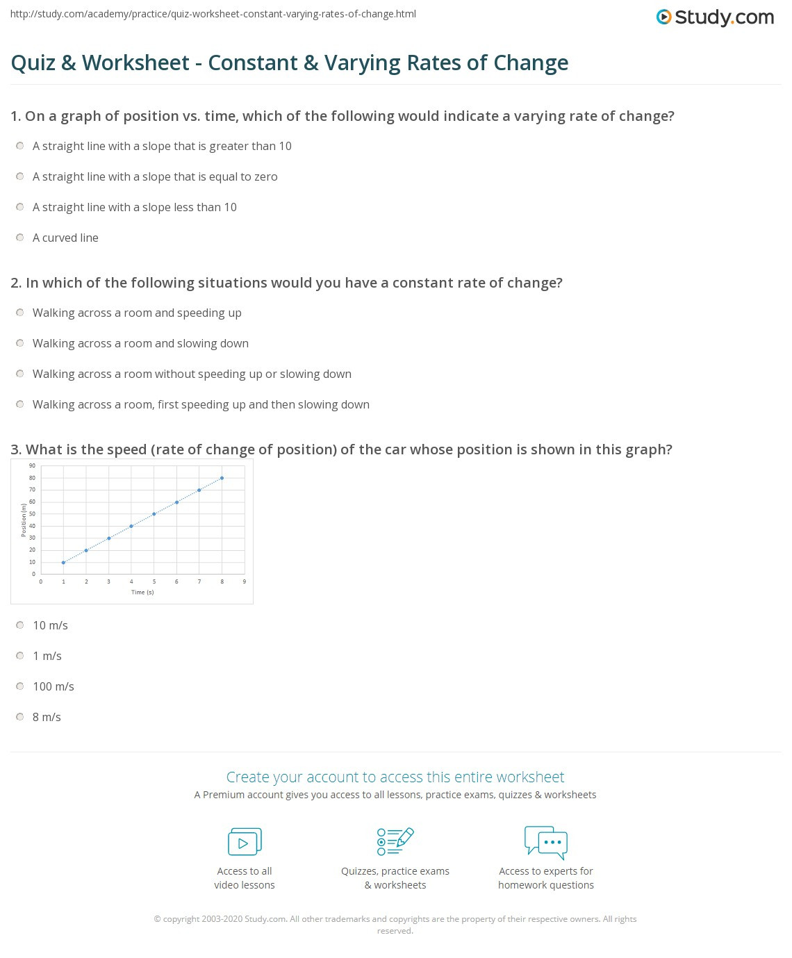 Constant Rate Of Change Worksheet Quiz &amp; Worksheet Constant &amp; Varying Rates Of Change