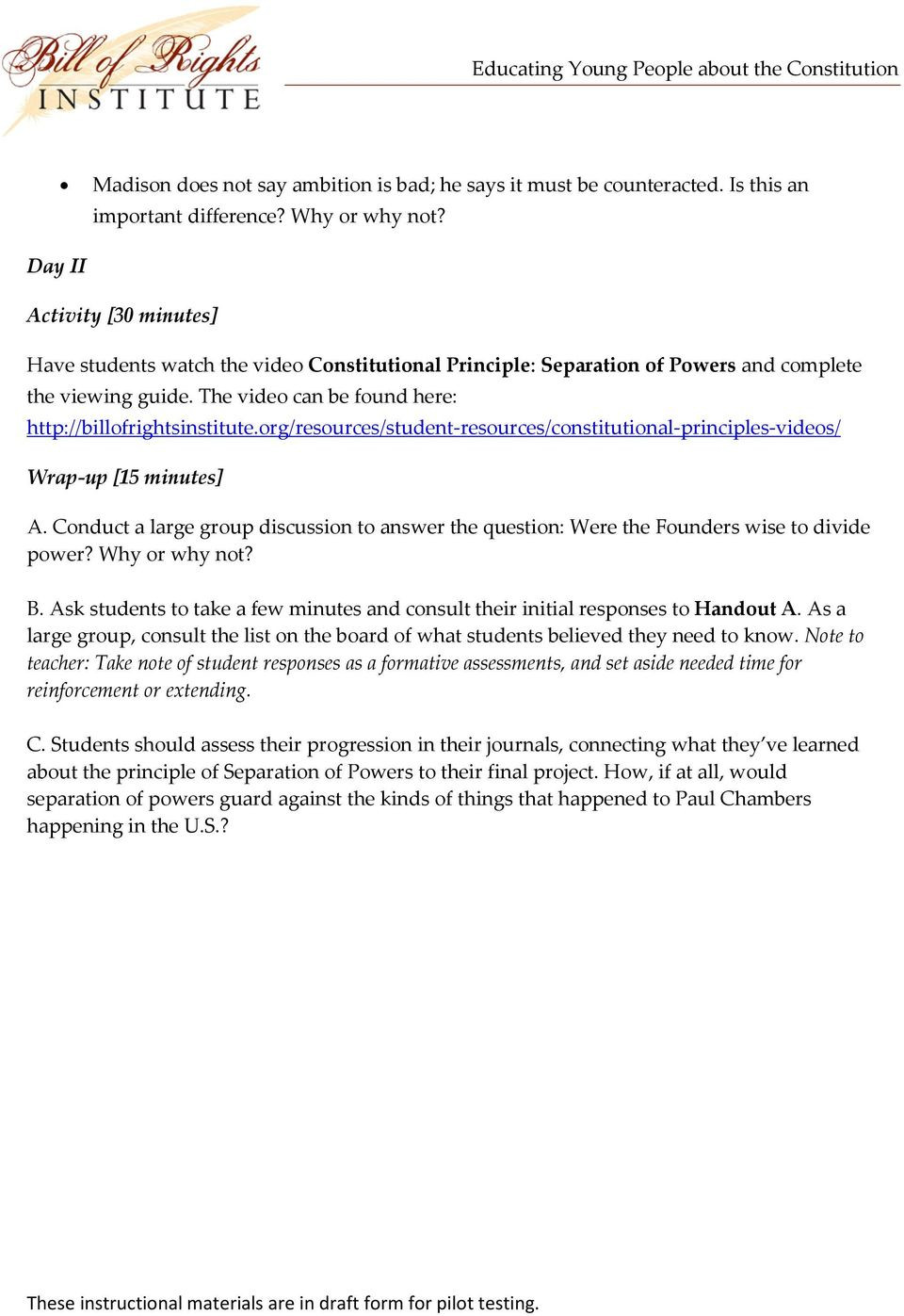 Constitutional Principles Worksheet Answers Founding Principle Separation Of Powers Pdf Free Download