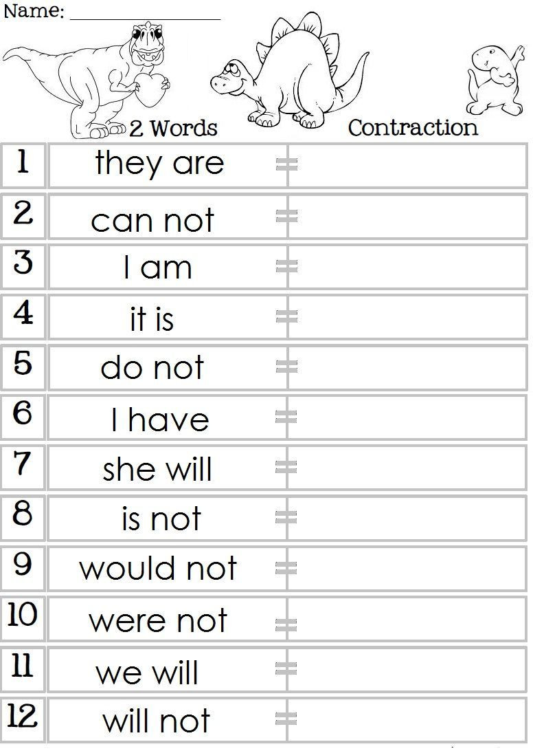 Contractions Worksheet 2nd Grade Contraction Words Worksheets