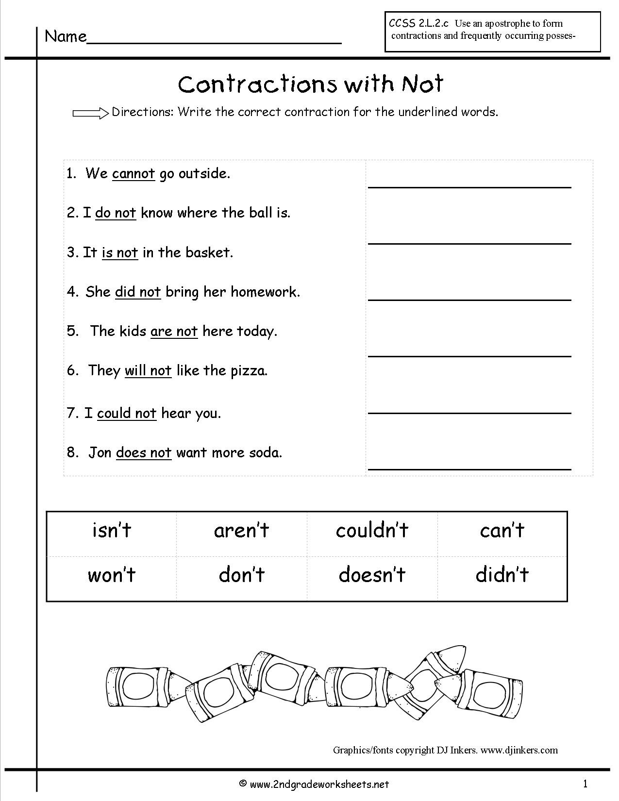 Contractions Worksheet 2nd Grade Free Contractions Worksheets and Printouts Contraction 3rd