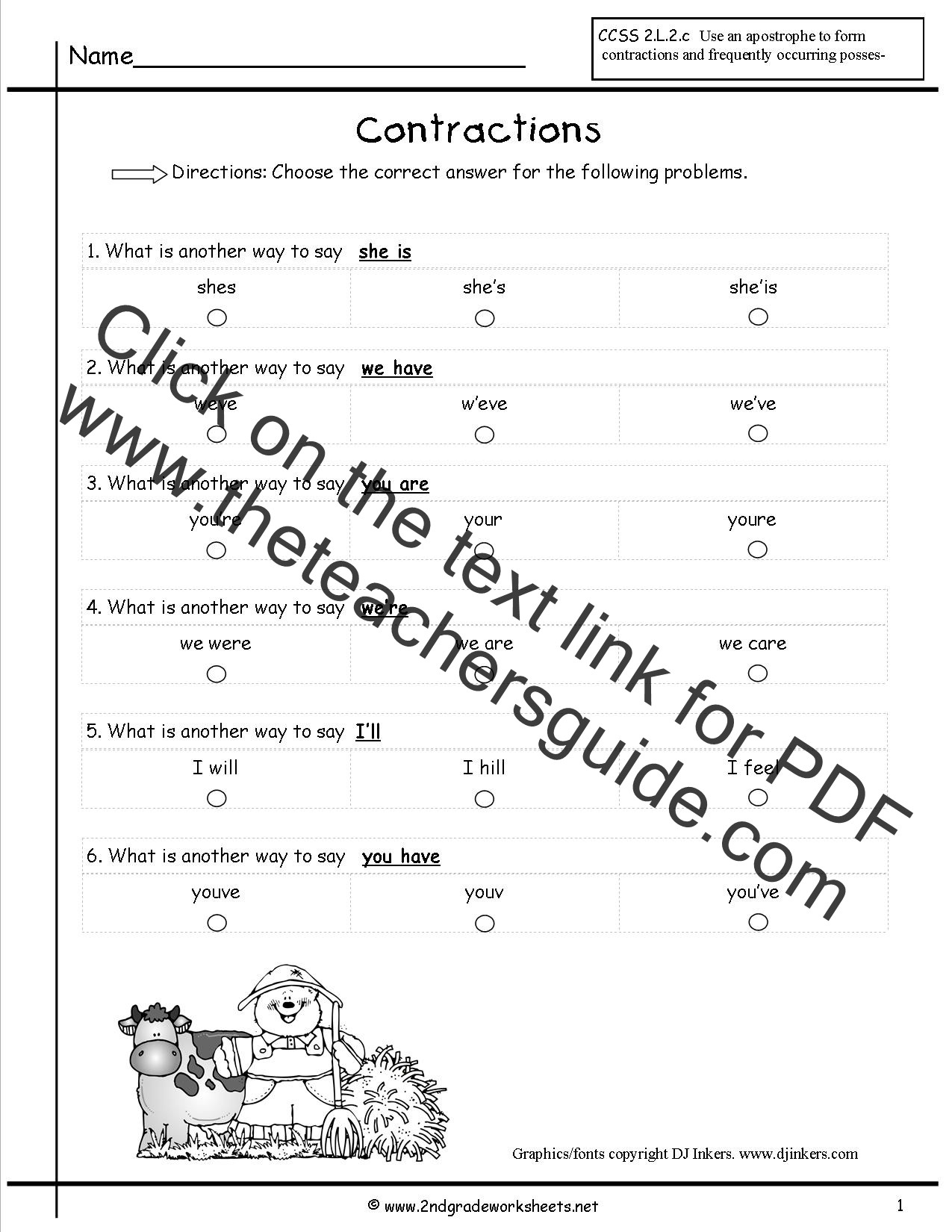 Contractions Worksheet 2nd Grade Free Contractions Worksheets and Printouts
