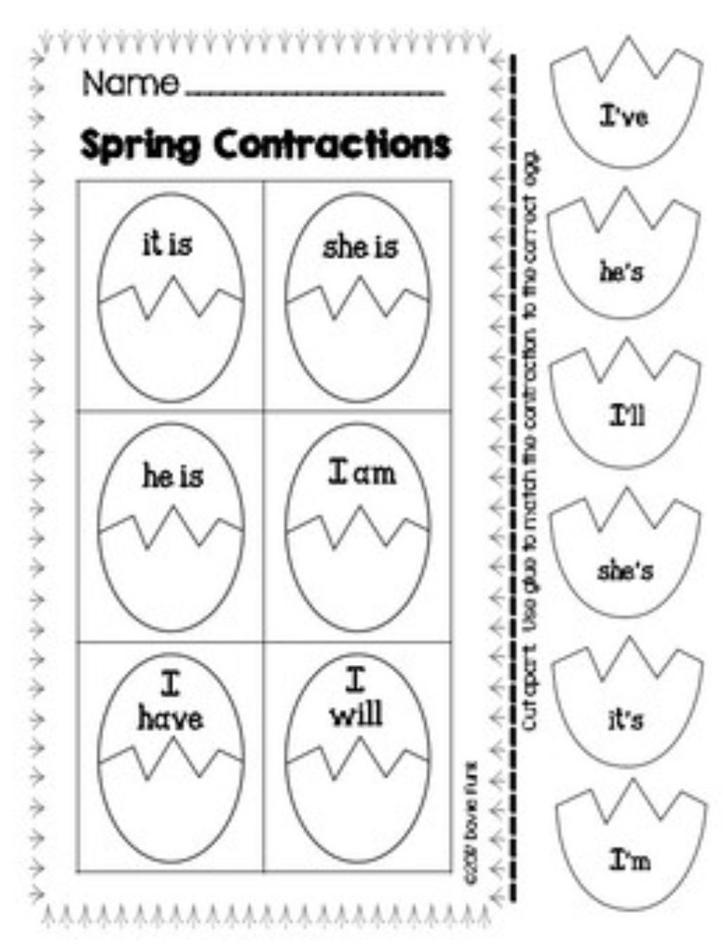Contractions Worksheet 2nd Grade Spring Contractions Literacy Center and Two Printables