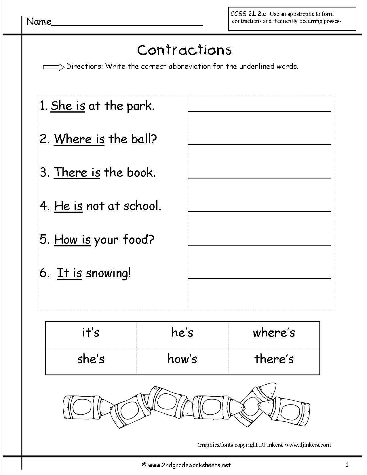 Contractions Worksheet 3rd Grade Free Contractions Worksheets and Printouts Contraction 3rd