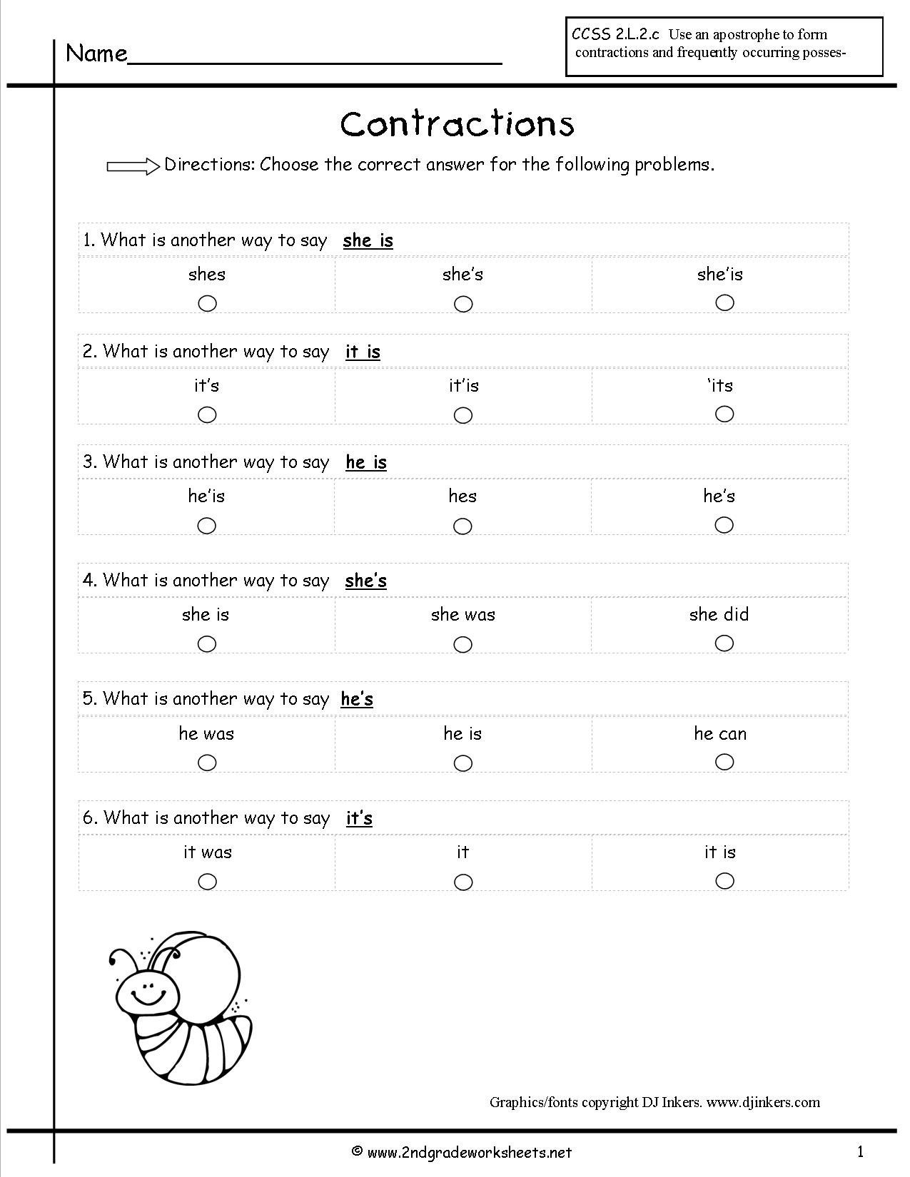 Contractions Worksheet 3rd Grade Not Contraction Worksheet