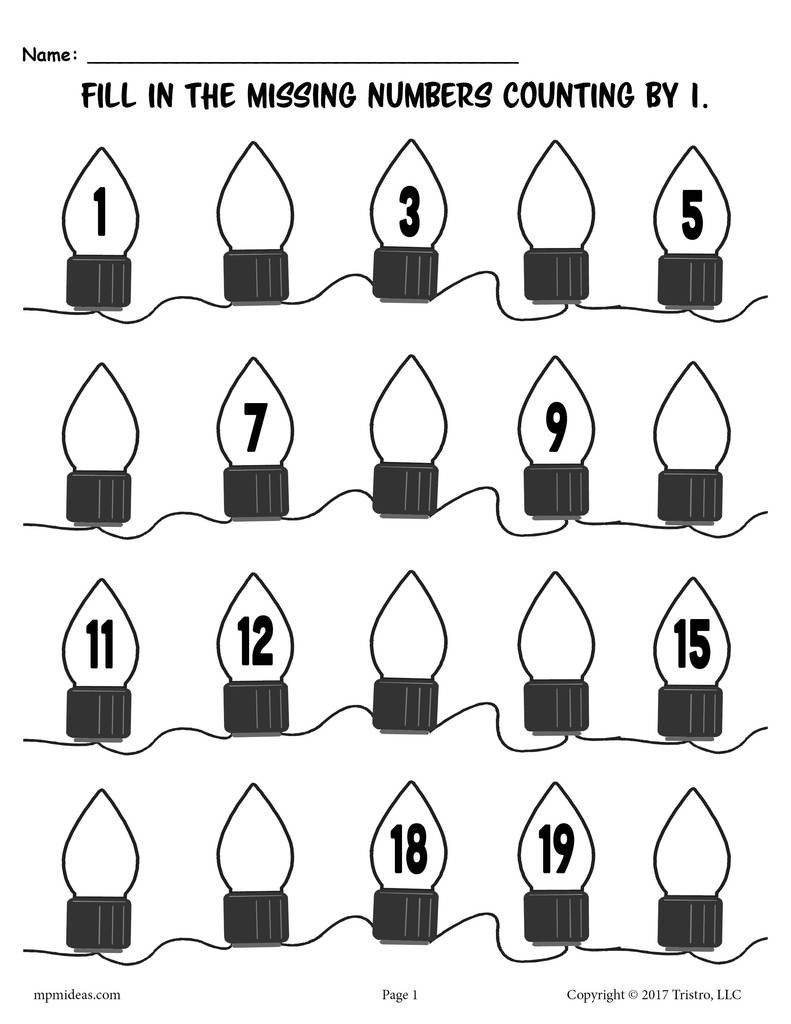 Counting to 20 Worksheet 3 Printable Christmas Counting Worksheets Counting 1 20 &amp; Skip Counting by 2 and 5