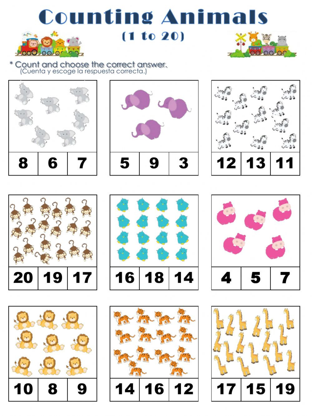 Counting to 20 Worksheet Counting 1 to 20 Interactive Worksheet