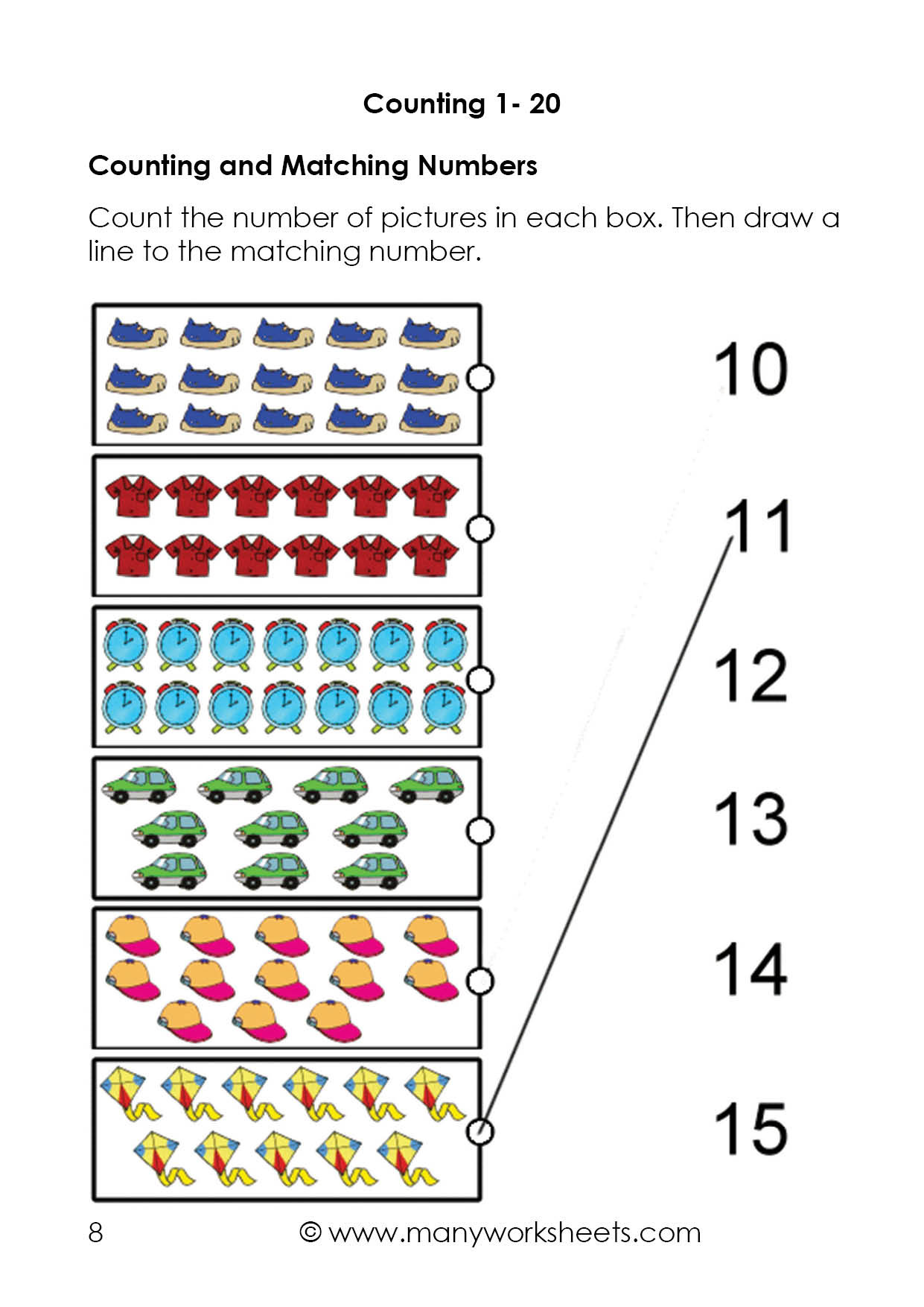 Counting to 20 Worksheet Counting to 20 and Matching Numbers Worksheets