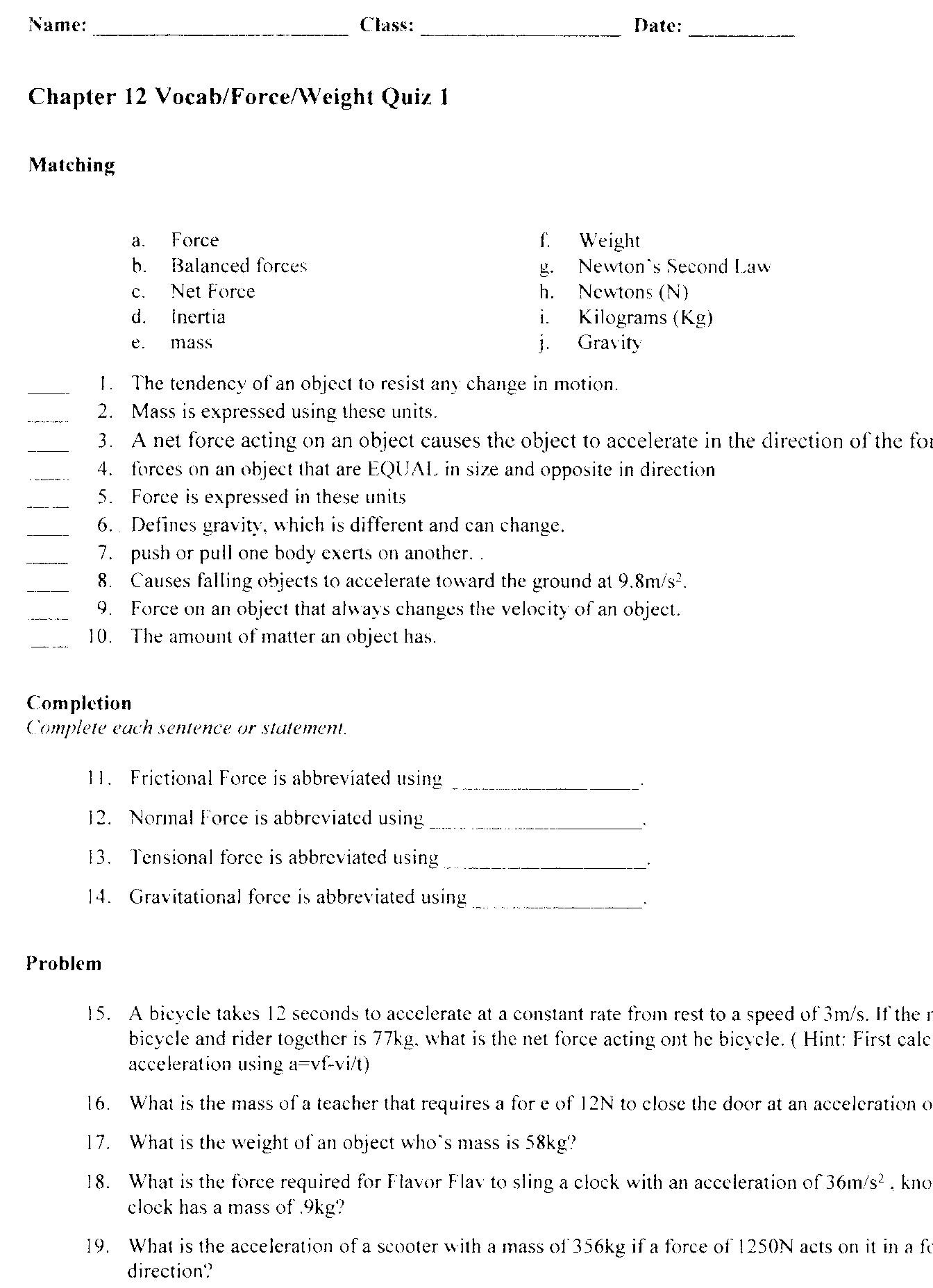 Density Practice Problem Worksheet Quia Class Page Wootenpscience