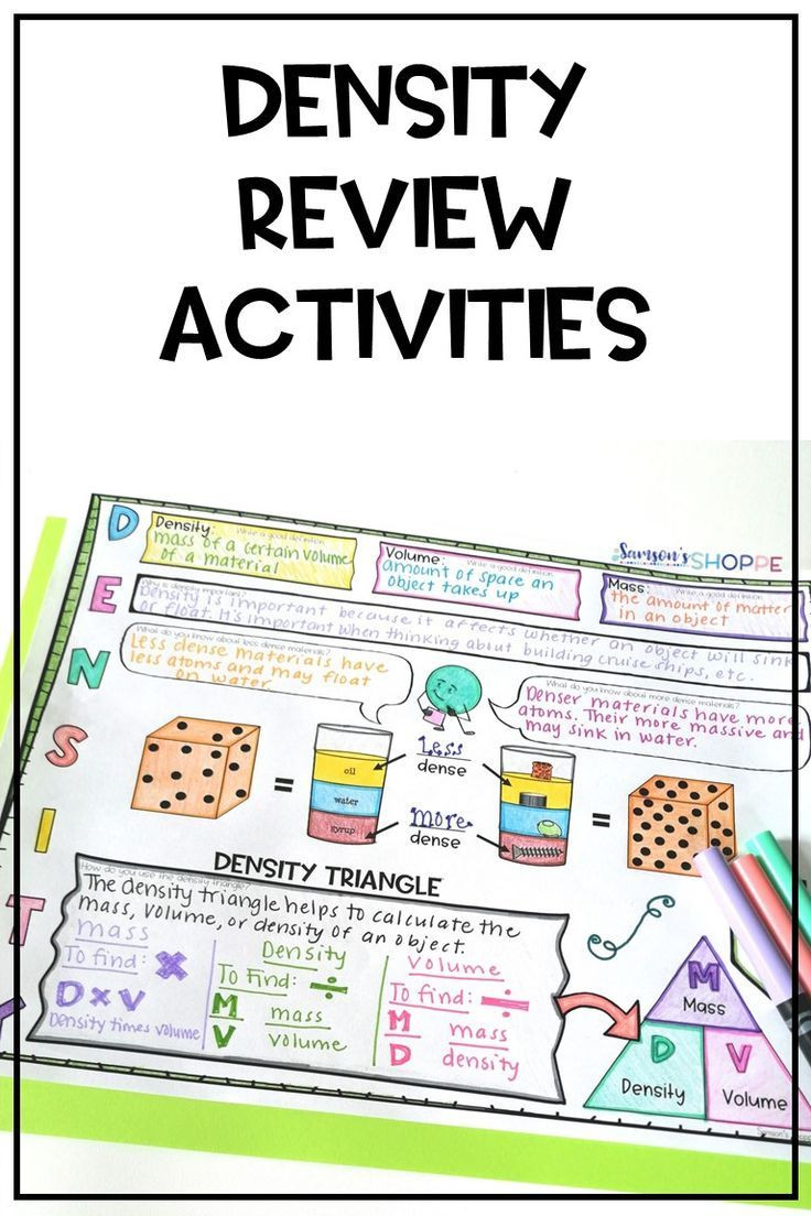 Density Worksheet Middle School Density Review Activities