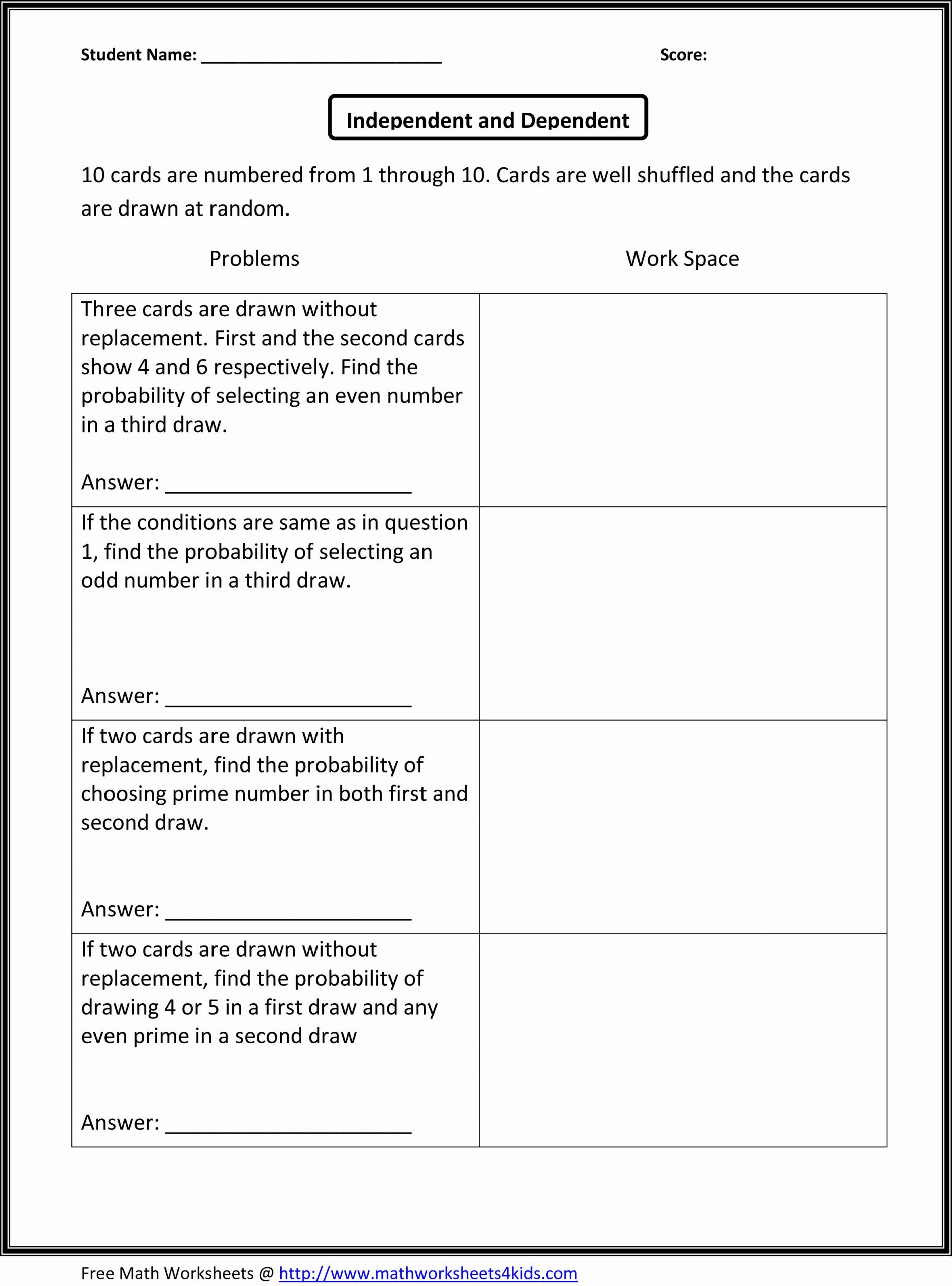 Dependent and Independent Variables Worksheet Dependent and Independent Variables Worksheet with Answers