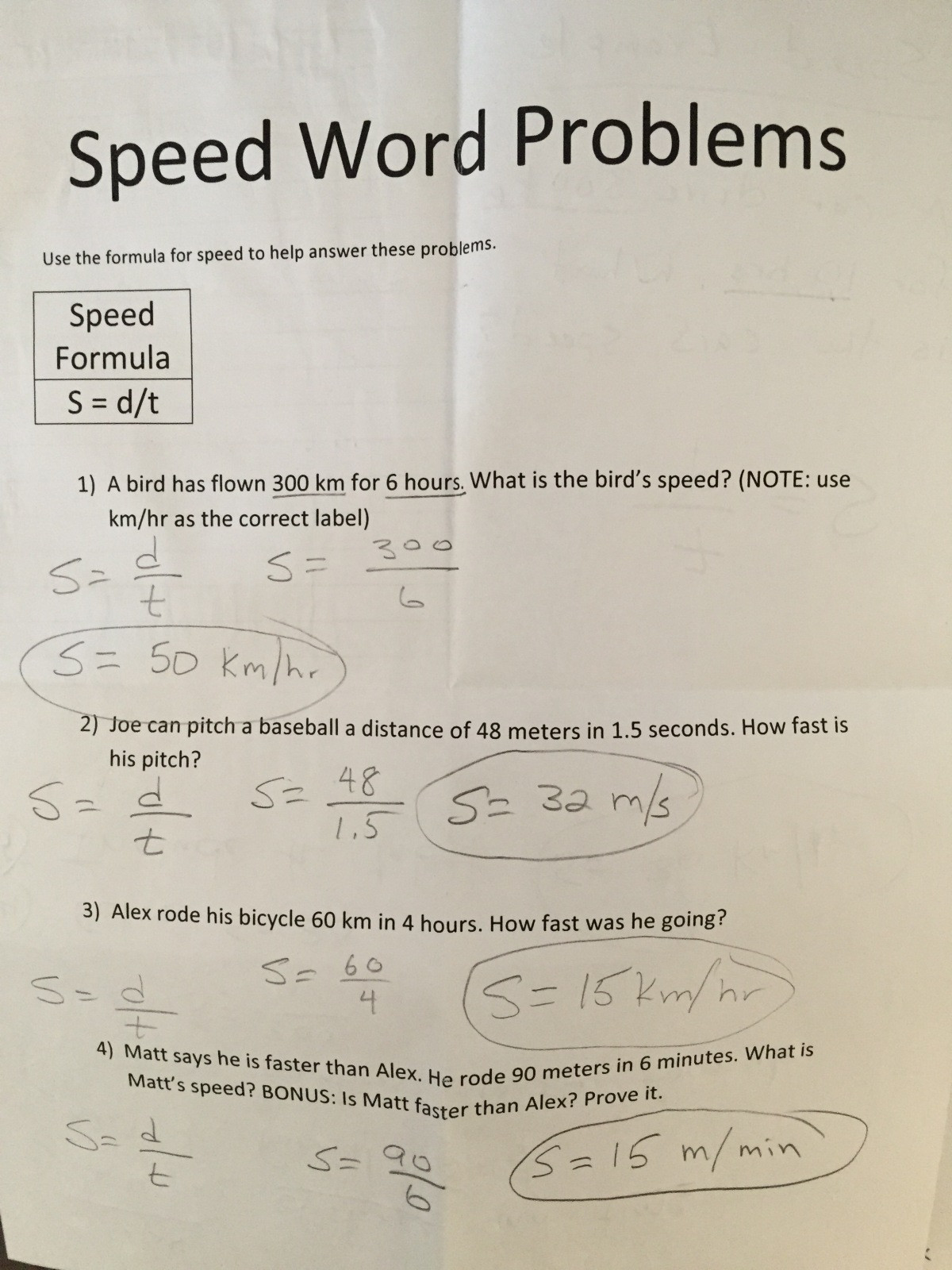 Determining Speed Velocity Worksheet Eighth Grade Lesson Calculating Velocity Practice