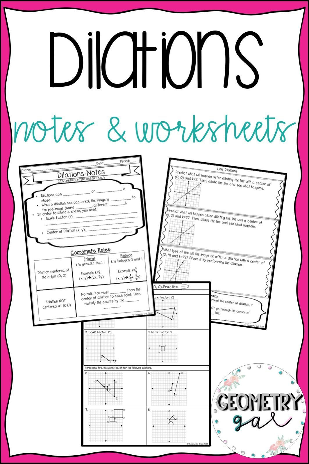 Dilations and Scale Factor Worksheet Dilations Guided Notes and Worksheet