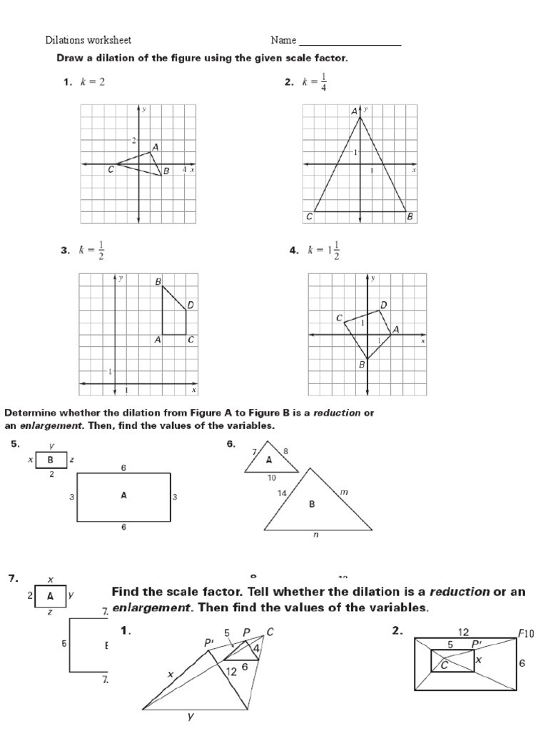 Dilations and Scale Factor Worksheet Dilations Ws 2