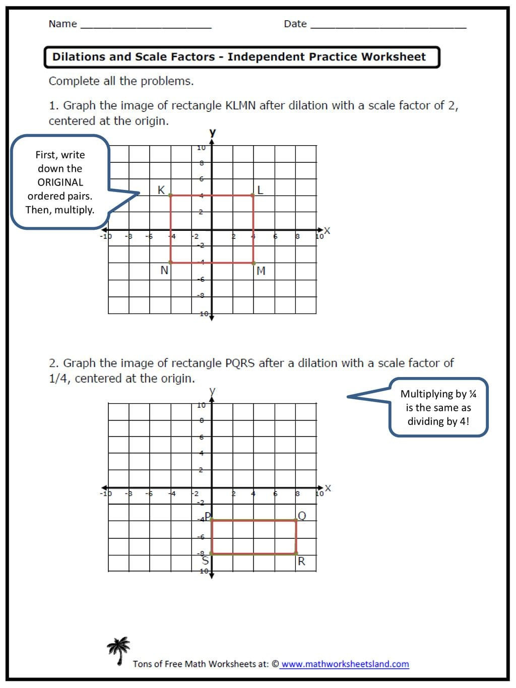 Dilations and Scale Factor Worksheet Printable Dilation Worksheets