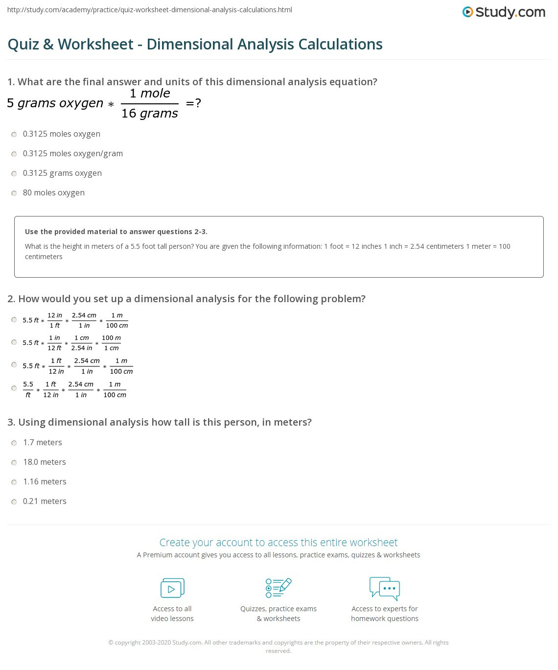 Dimensional Analysis Practice Worksheet Quiz &amp; Worksheet Dimensional Analysis Calculations