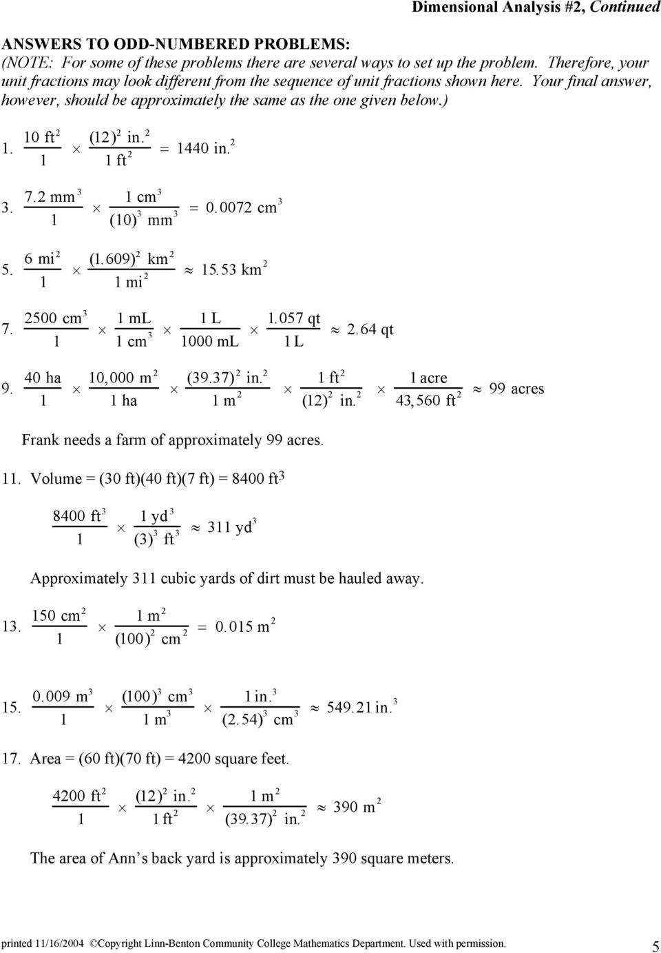 Dimensional Analysis Worksheet Chemistry Dimensional Analysis 2 Pdf Free Download