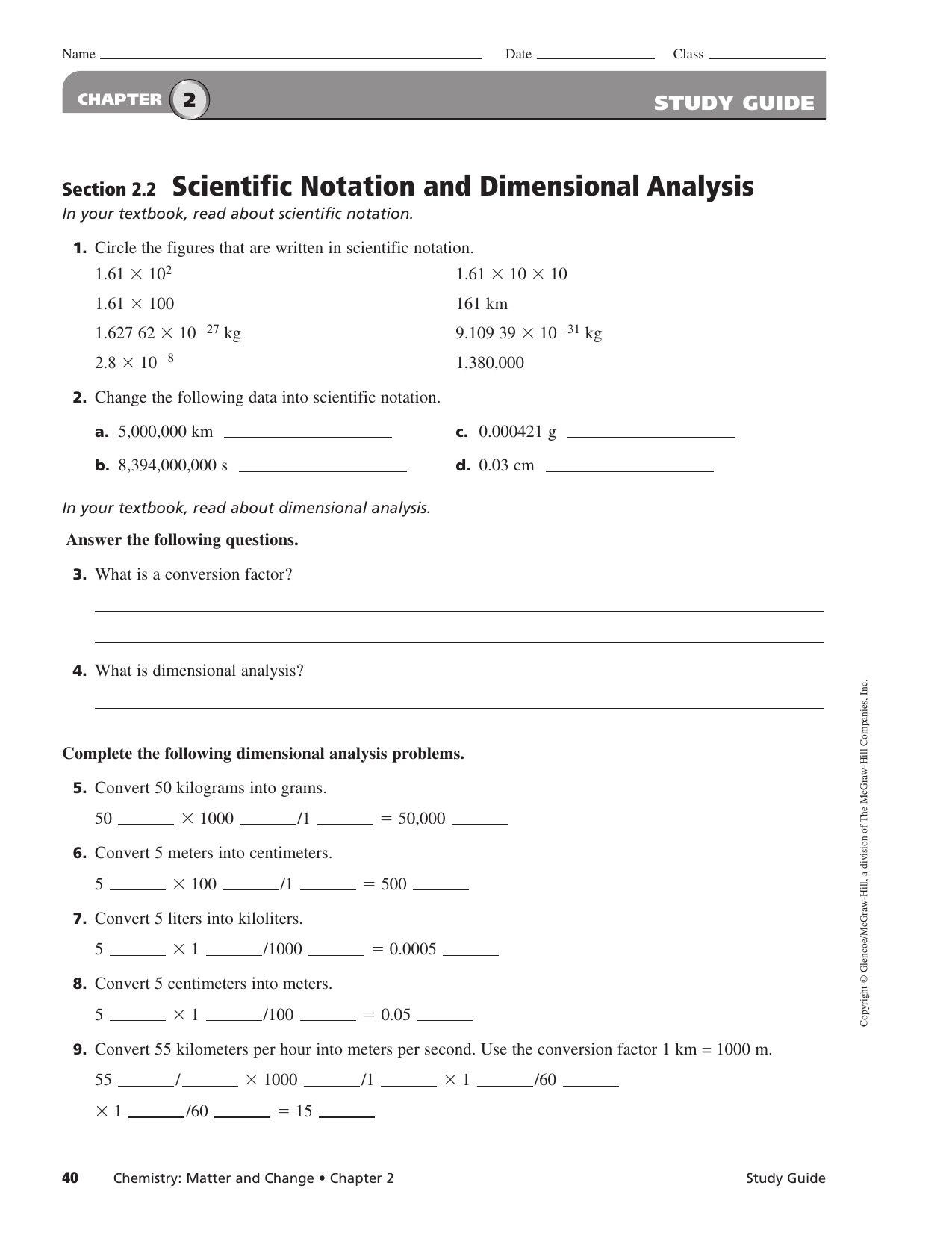 Dimensional Analysis Worksheet Chemistry Worksheet For Education