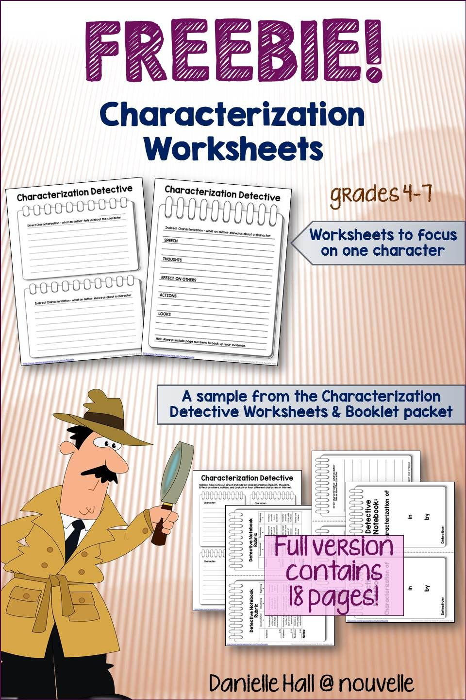 Direct and Indirect Characterization Worksheet Characterization Detective Worksheets Freebie