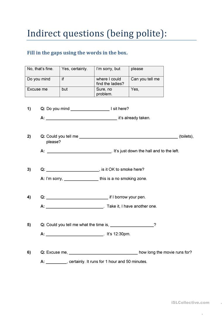 Direct and Indirect Characterization Worksheet English Esl Indirect Questions Worksheets Most Ed
