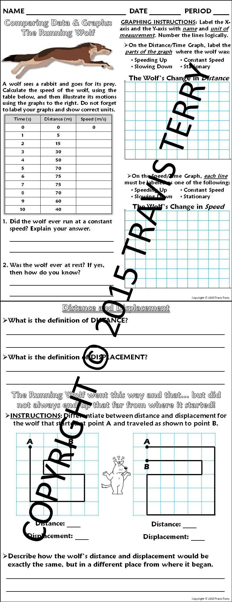 Distance Vs Displacement Worksheet Worksheet Graphing Distance and Displacement W the
