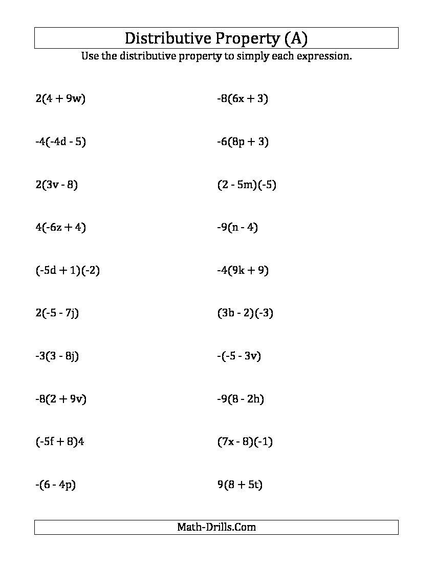 Distributive Property with Variables Worksheet Distributive Property Worksheets Google Search