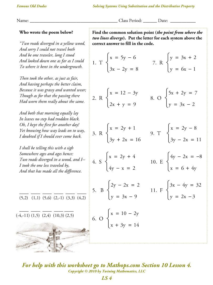 Distributive Property with Variables Worksheet Systems Of Equations