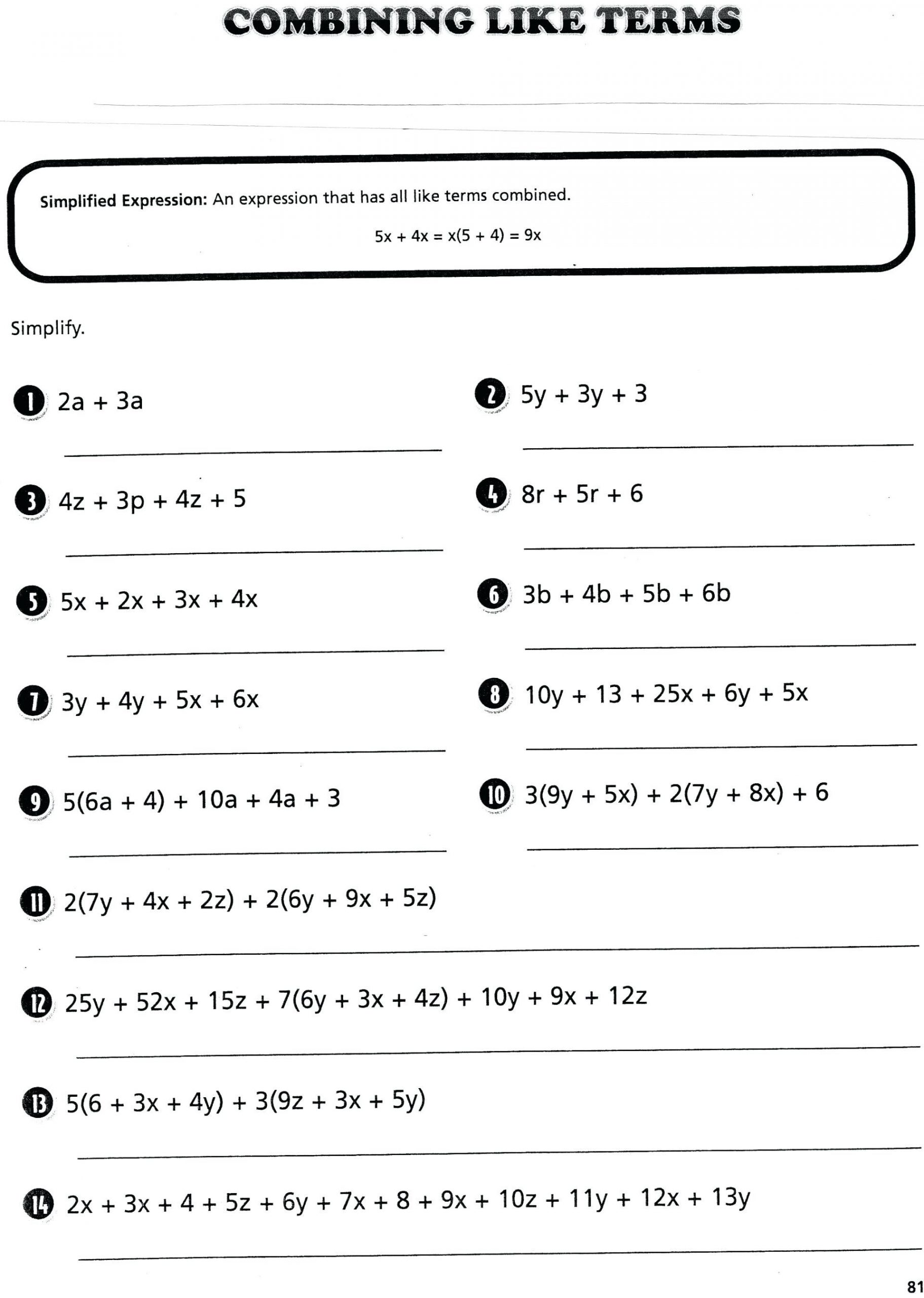 Distributive Property with Variables Worksheet Using the Distributive Property Worksheet