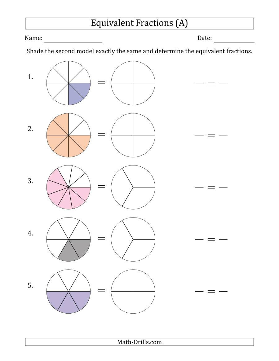 Dividing Fractions Using Models Worksheet Equivalent Fractions Models with the Simplified Fraction