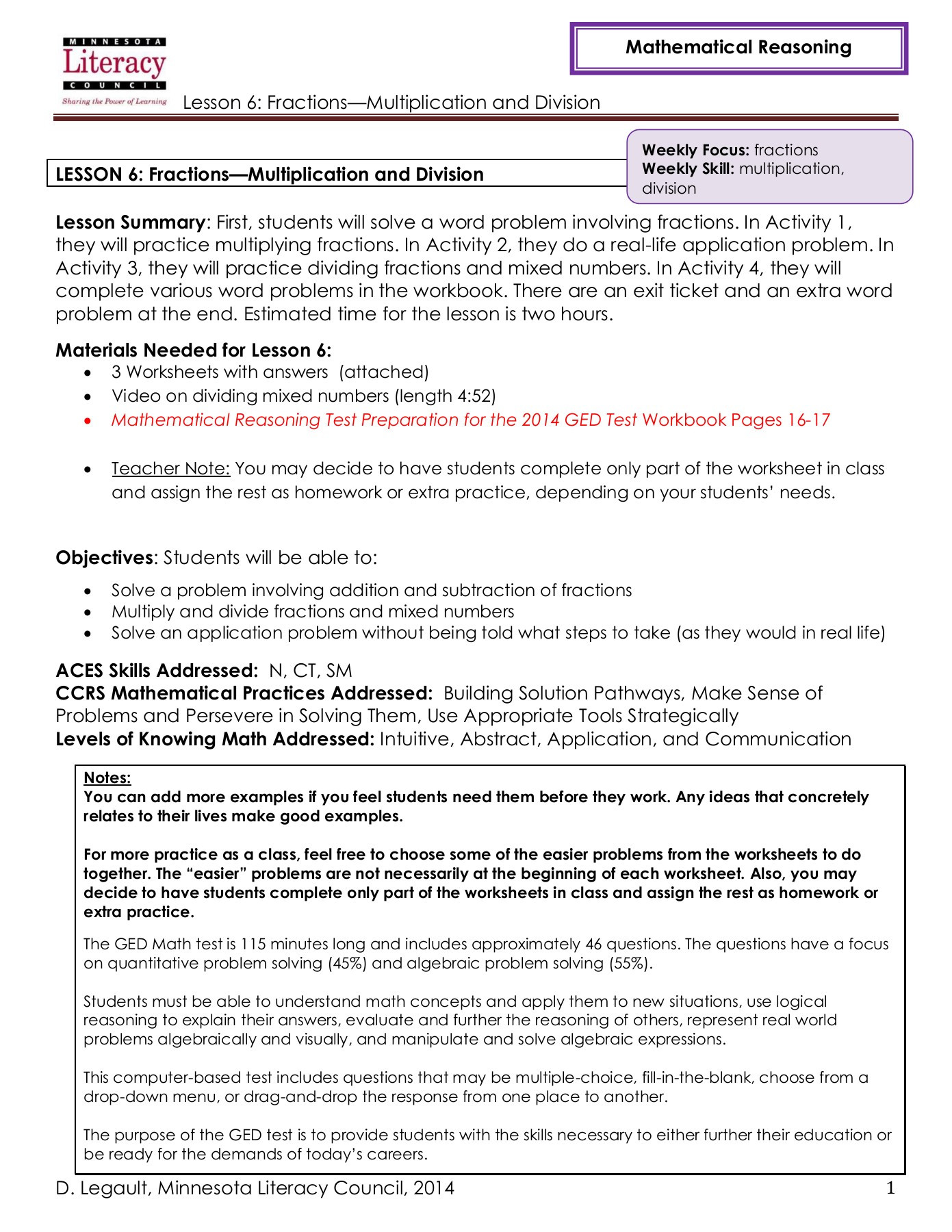 Dividing Fractions Word Problems Worksheet Lesson 6 Fractions Multiplication and Division Pages 1 12