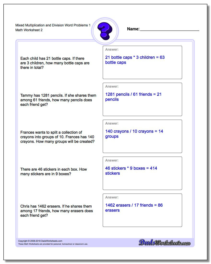Dividing Fractions Word Problems Worksheet Mixed Multiplication and Division Word Problems