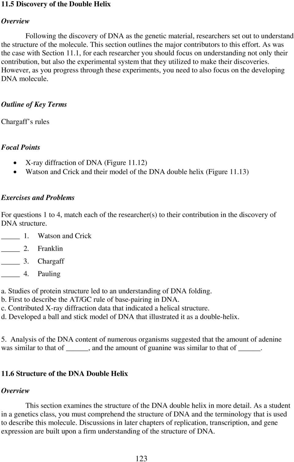 Dna the Double Helix Worksheet Chapter 11 Molecular Structure Of Dna and Rna Pdf Free