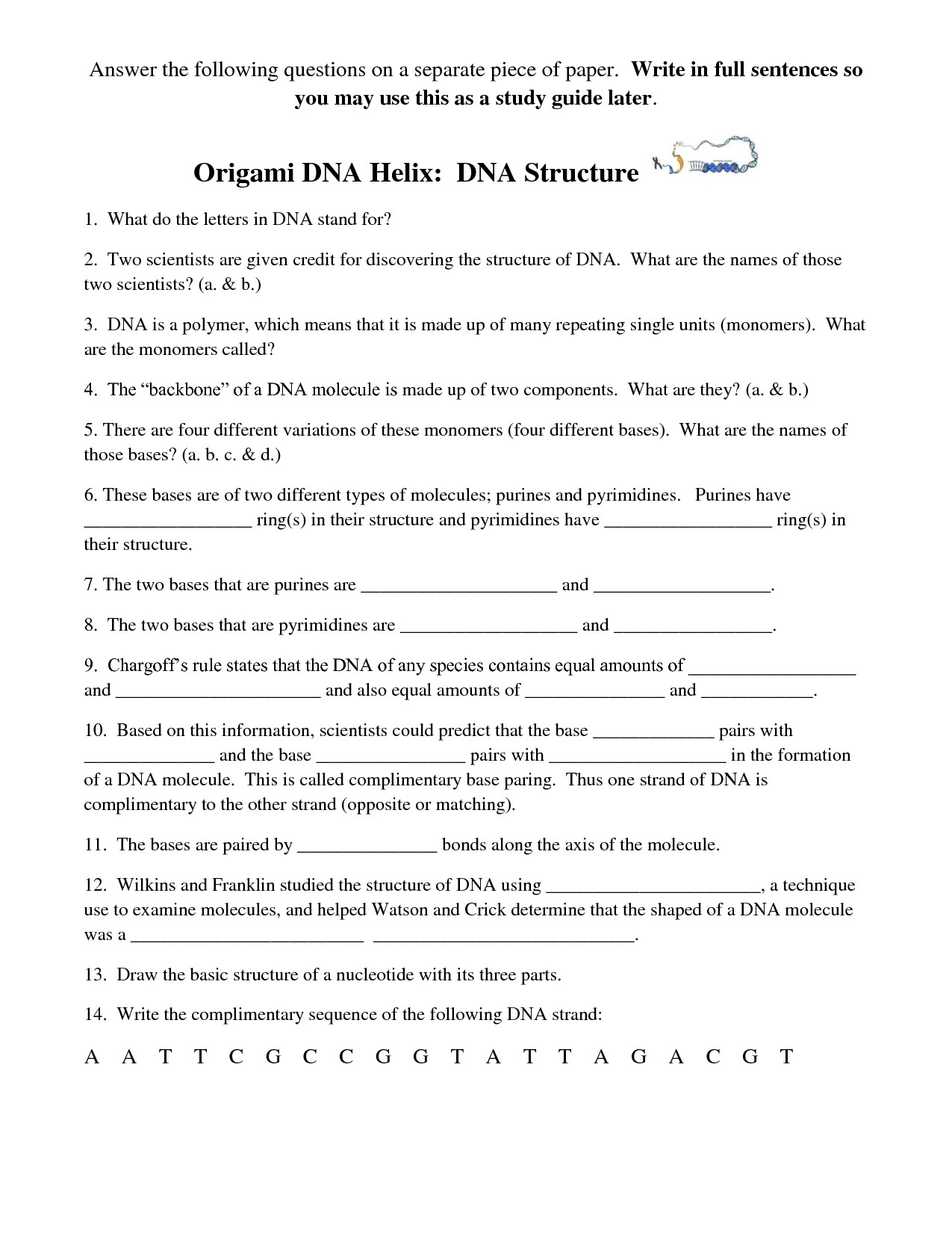 Dna the Double Helix Worksheet Labeling Rna Coloring Worksheet