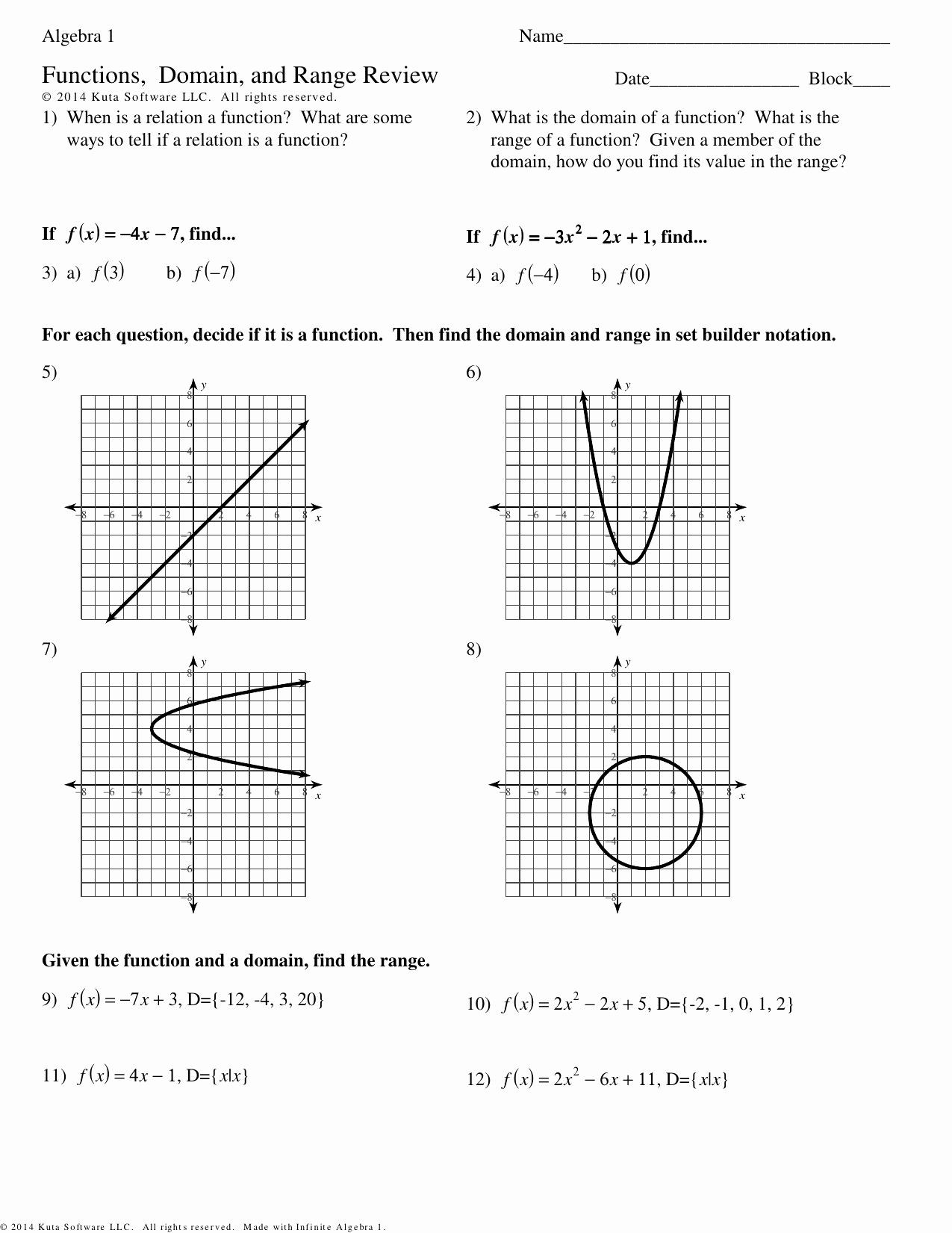 Domain and Range Practice Worksheet Domain and Range Worksheet 1 Promotiontablecovers