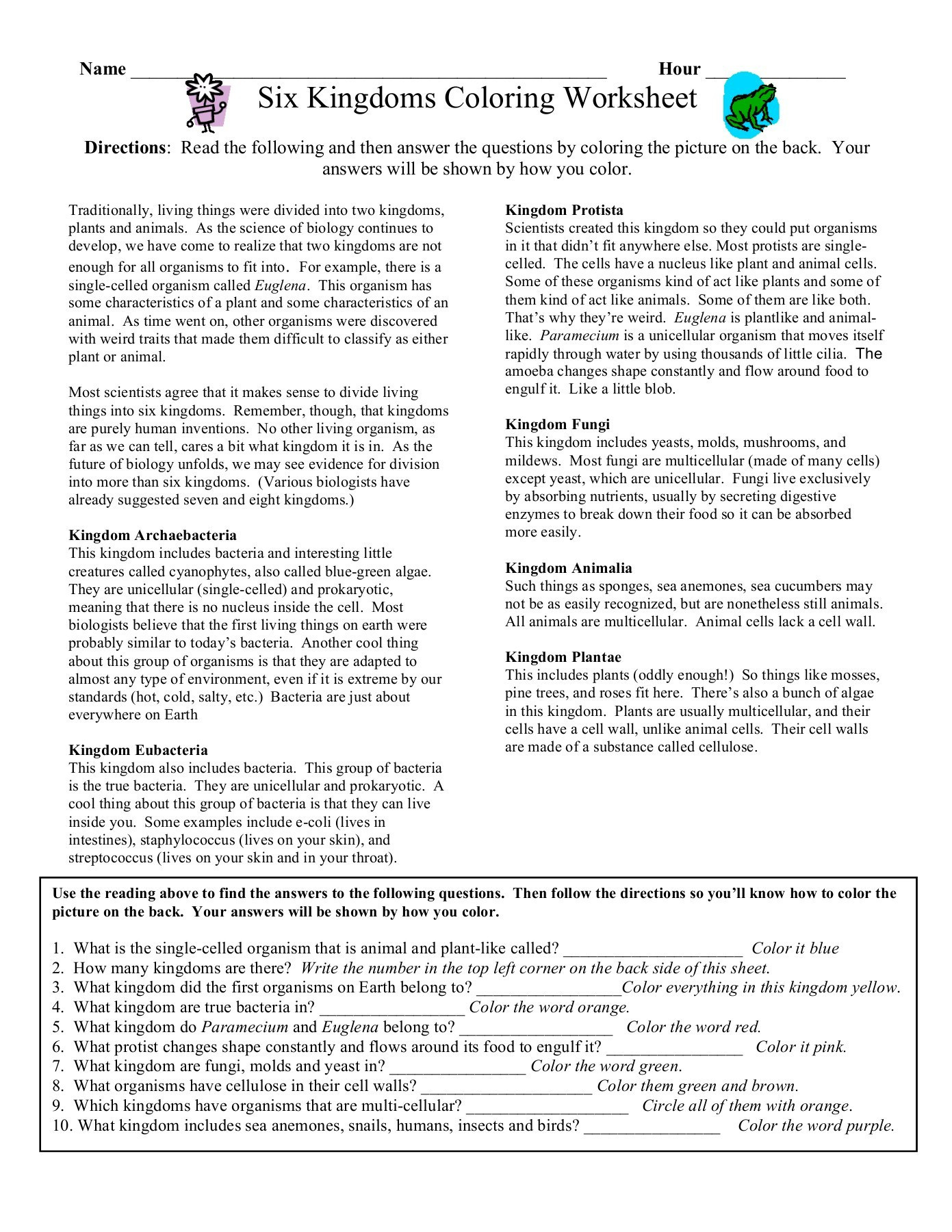 Domains and Kingdoms Worksheet Kingdom Bacteria Worksheets