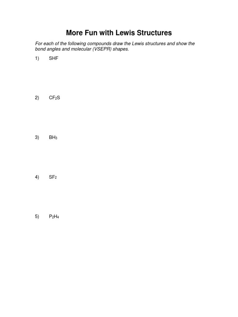 Drawing Lewis Structures Worksheet 3d More Fun with Lewis Structures Vsepr Worksheet with Answers
