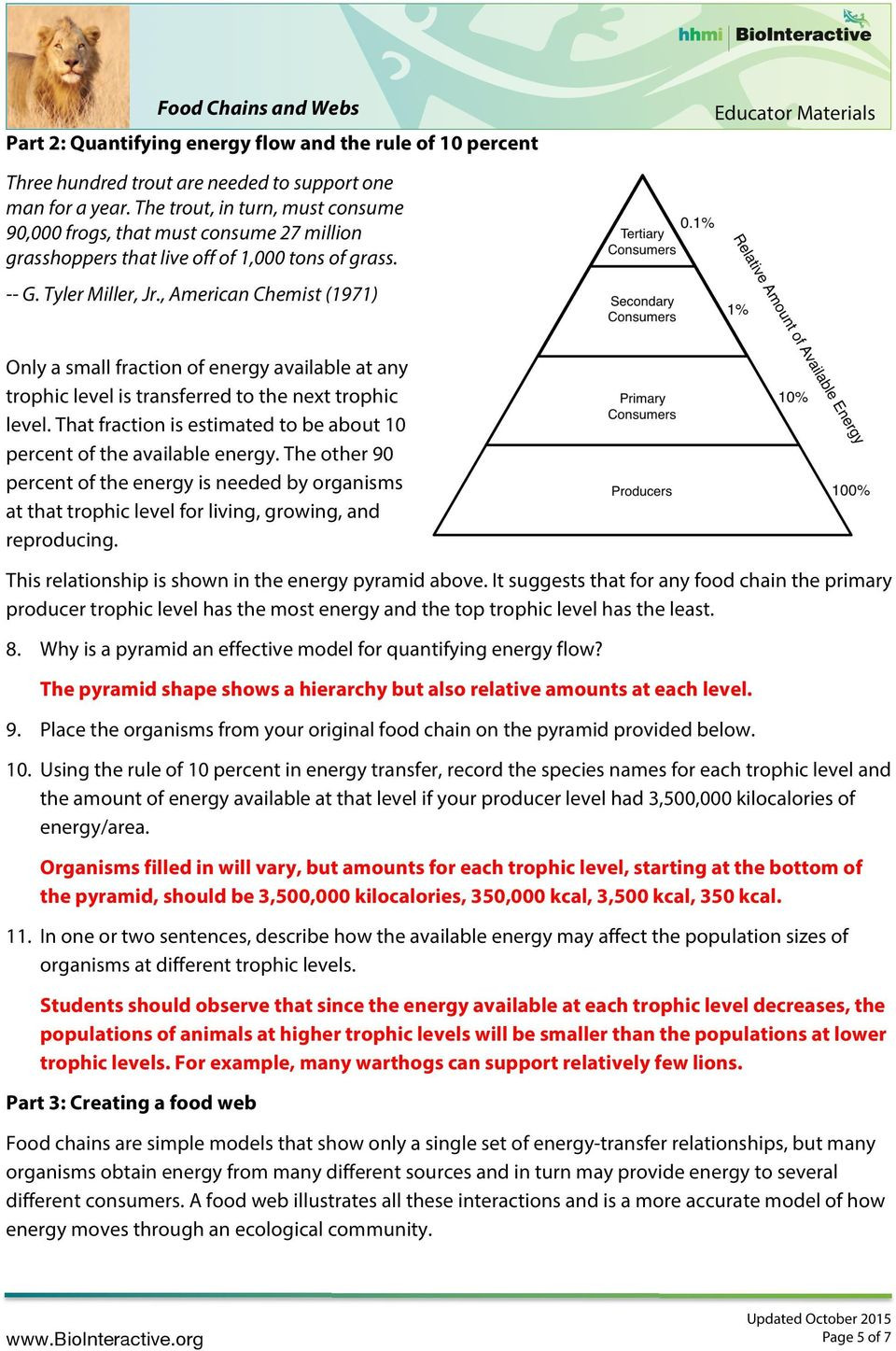 Ecological Pyramids Worksheet Answer Key Creating Chains and Webs to Model Ecological Relationships